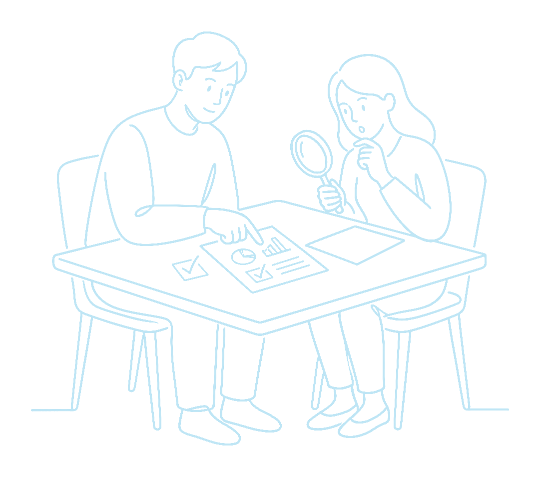 保険の内容を一緒に確認するイラスト